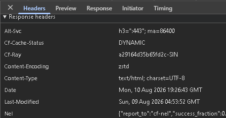 Tampilan Berhasil gzip dengan content encoding zstd