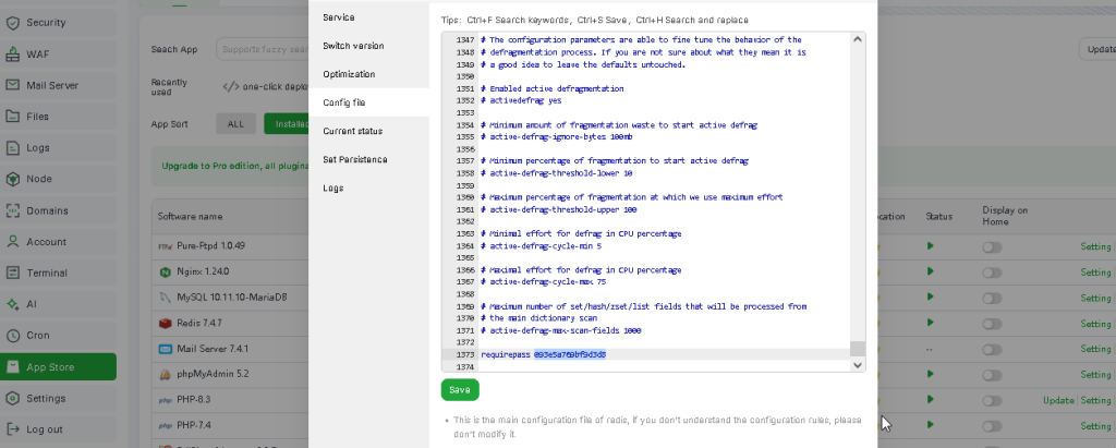 Klik setting lalu pergi ke config file