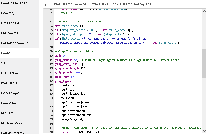 Nginx configurasi untuk wp fastest cache