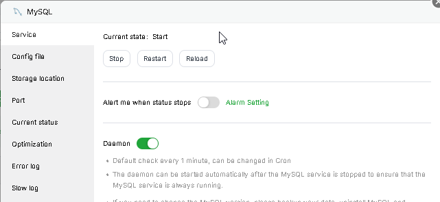 stop service mysql di aapanel