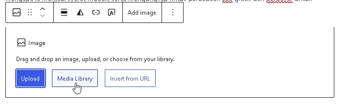 Pilih upload atau media library