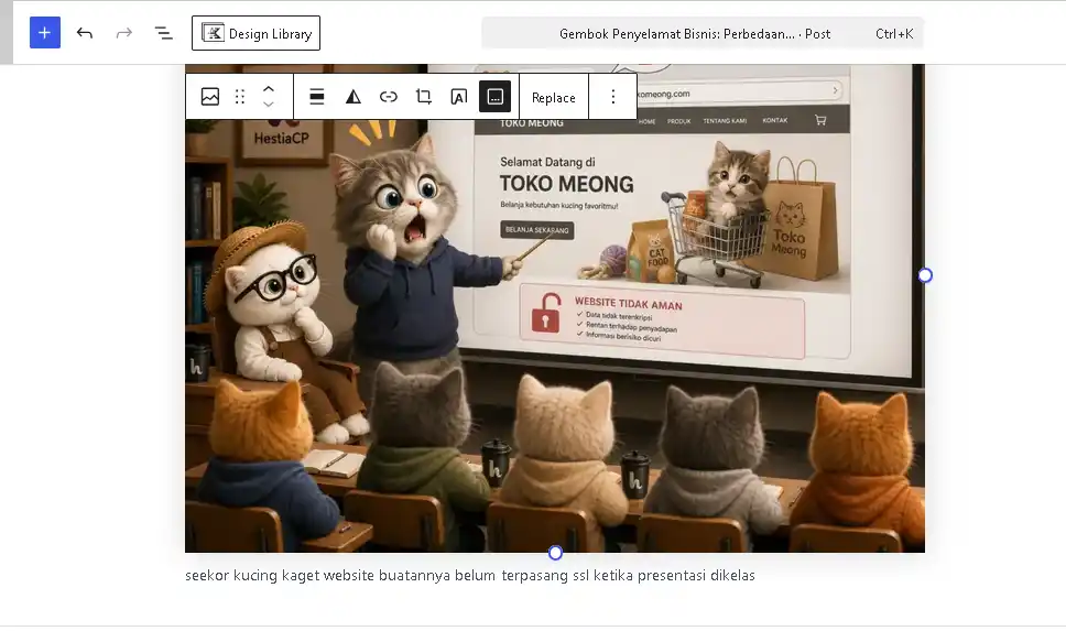 Tampilan block image yang sudah ditambahkan